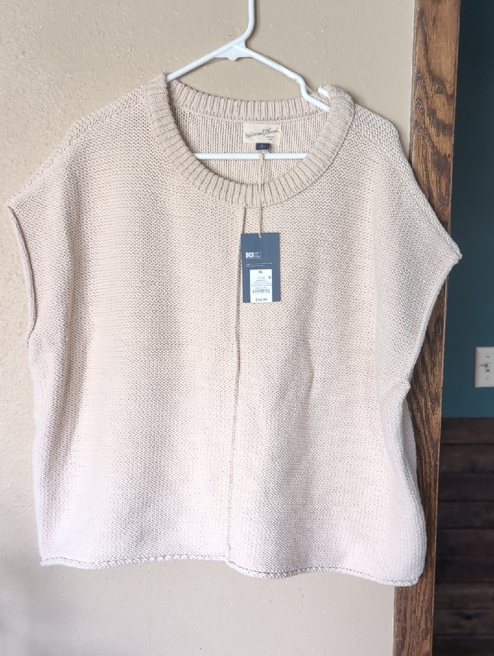 Universal Thread Cream Ribbed Knit Sleeveless Sweater Top